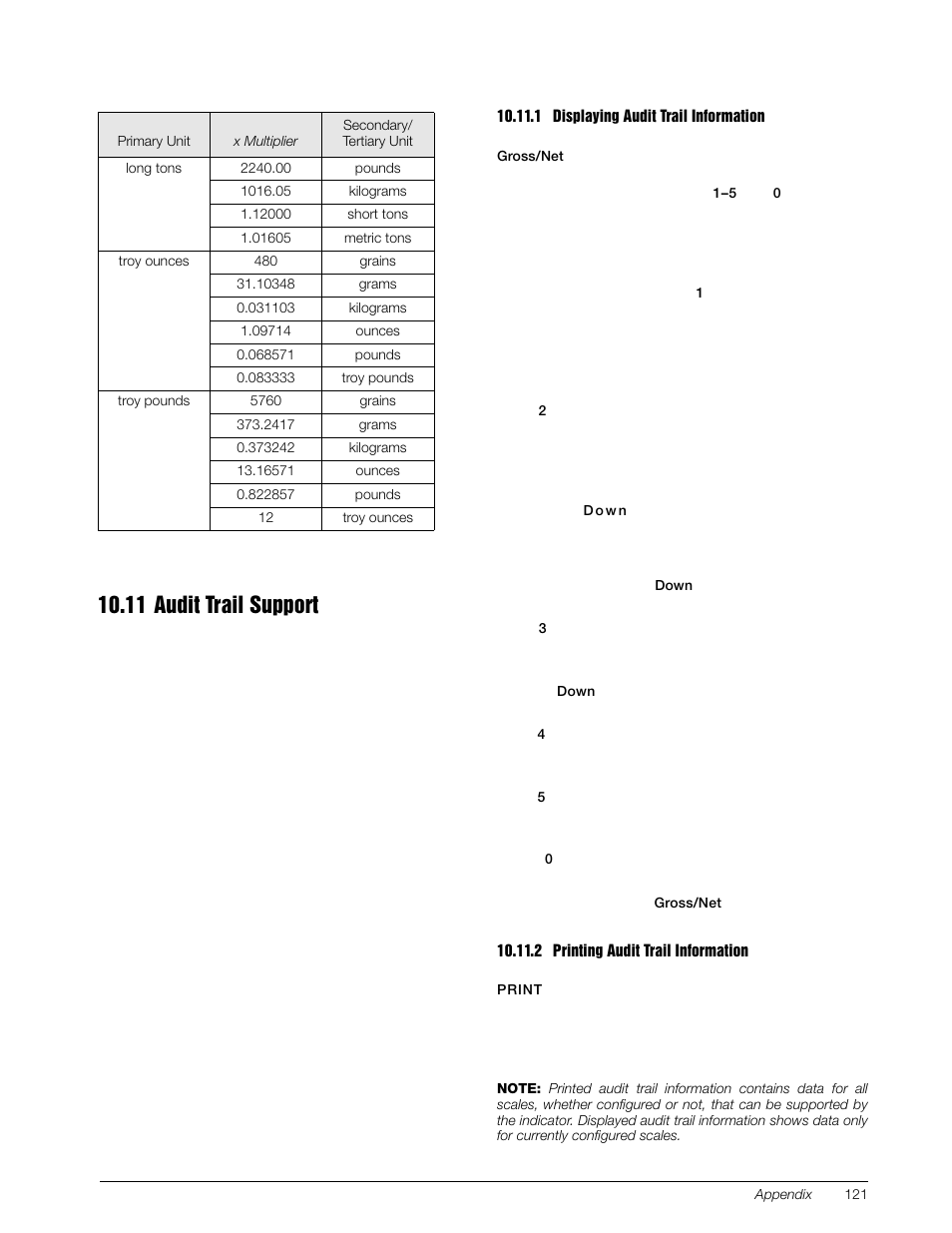 11 audit trail support, 1 displaying audit trail information, 2 printing audit trail information | Rice Lake 920i Installation Manual V4.01 User Manual | Page 127 / 136