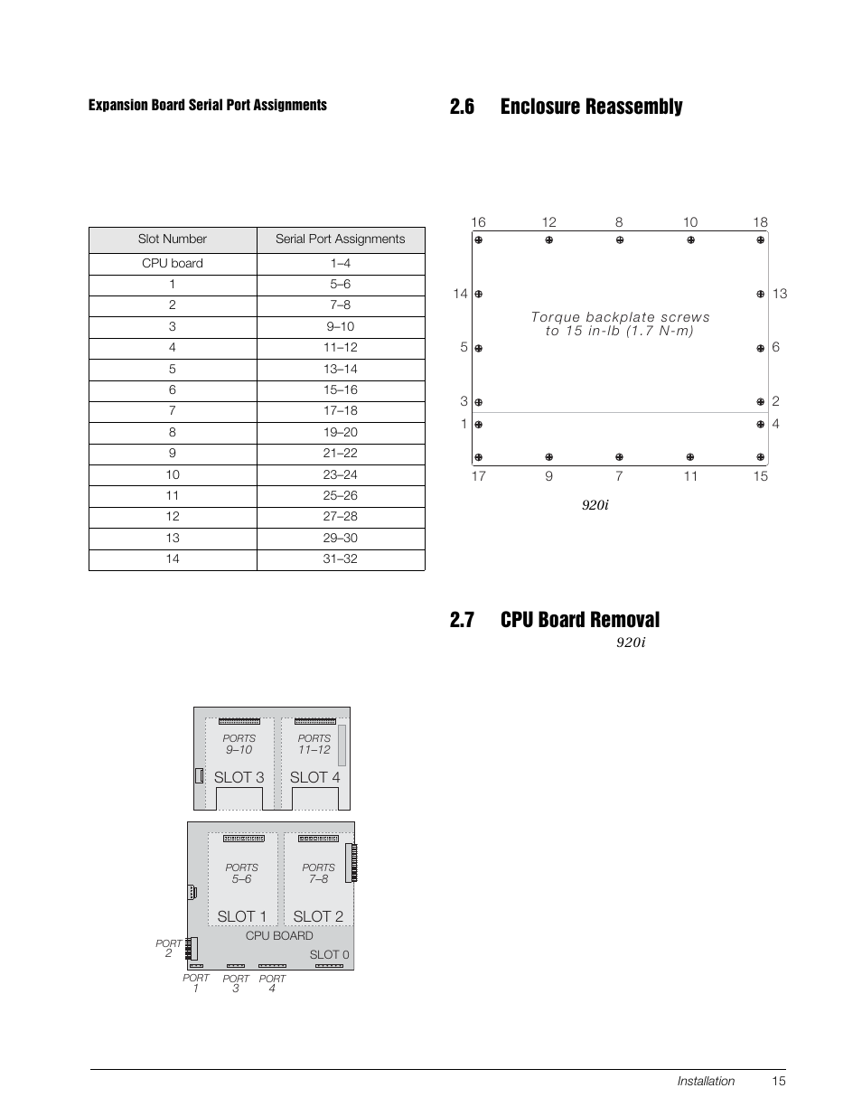 6 enclosure reassembly, 7 cpu board removal, 6 enclosure reassembly 2.7 cpu board removal | Rice Lake 920i Installation Manual V4.01 User Manual | Page 21 / 136