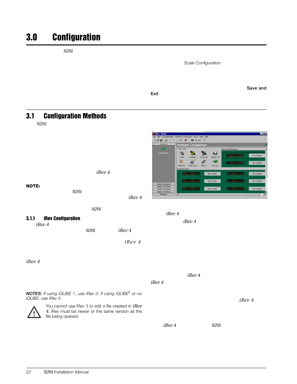 0 configuration, 1 configuration methods, 1 irev configuration | Configuration, Irev configuration | Rice Lake 920i Installation Manual V4.01 User Manual | Page 28 / 136