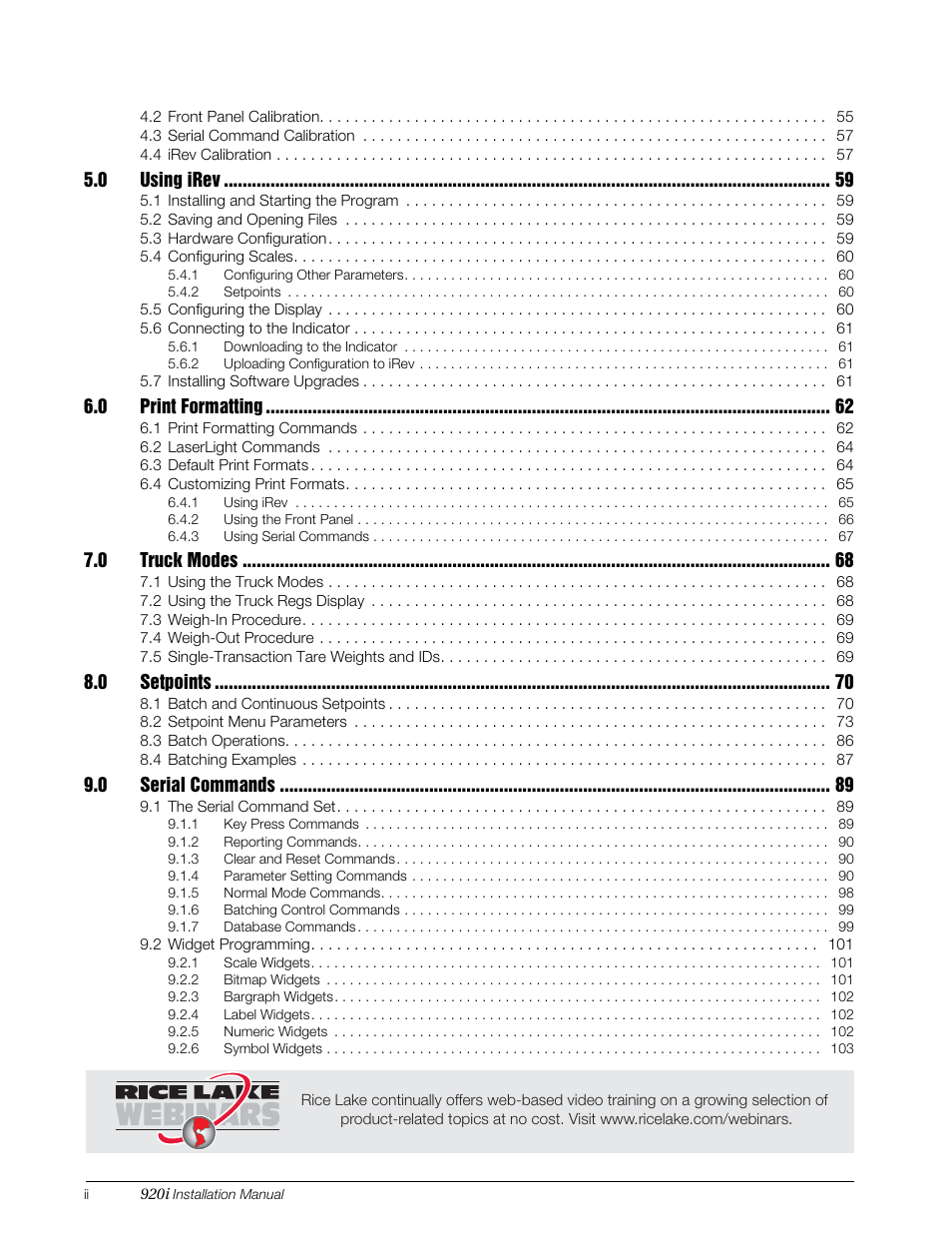 Rice Lake 920i Installation Manual V4.01 User Manual | Page 4 / 136