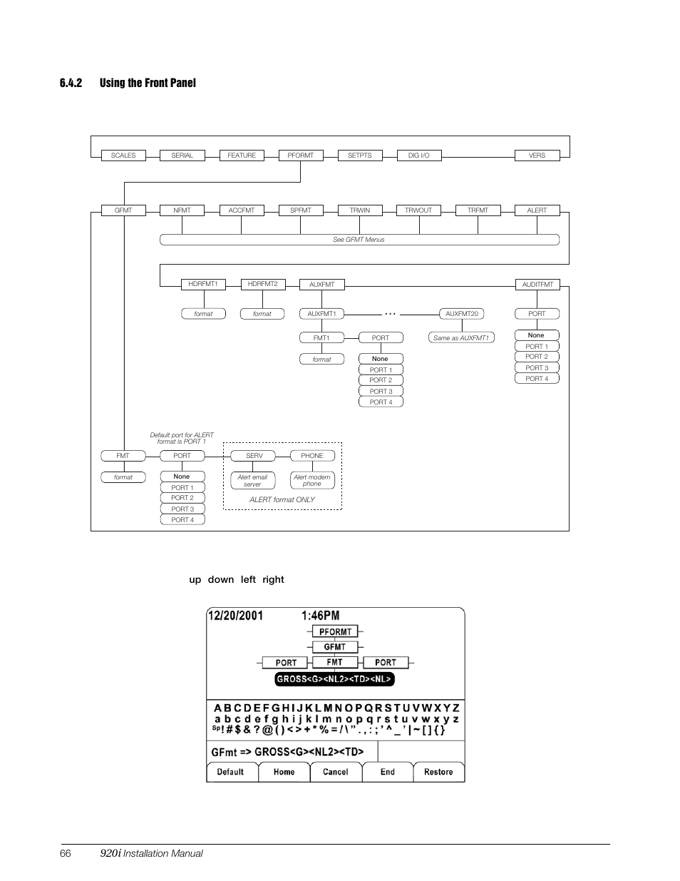 2 using the front panel, Using the front panel, 920i | Figure 6-2. pformt menu | Rice Lake 920i Installation Manual V4.01 User Manual | Page 72 / 136