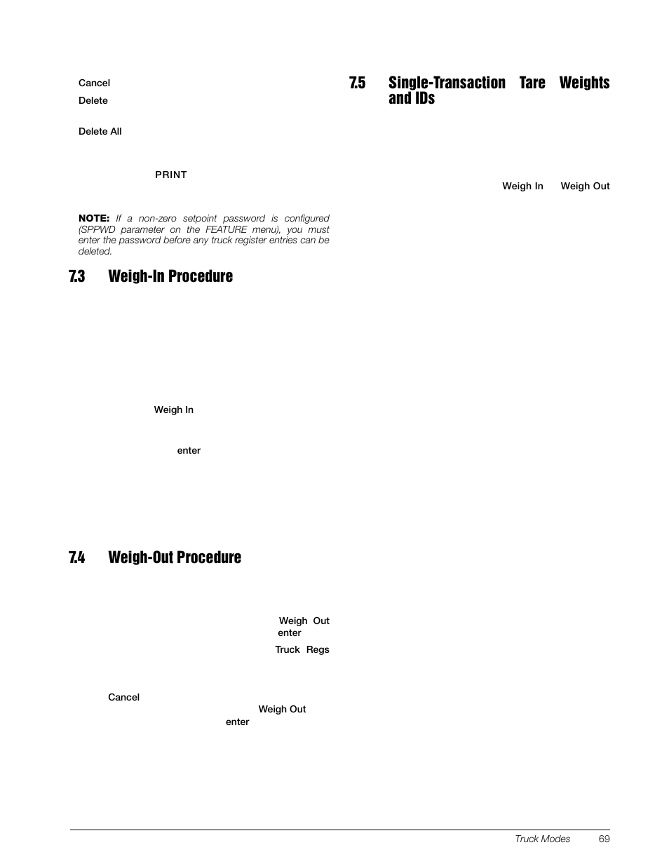 3 weigh-in procedure, 4 weigh-out procedure, 5 single-transaction tare weights and ids | Rice Lake 920i Installation Manual V4.01 User Manual | Page 75 / 136