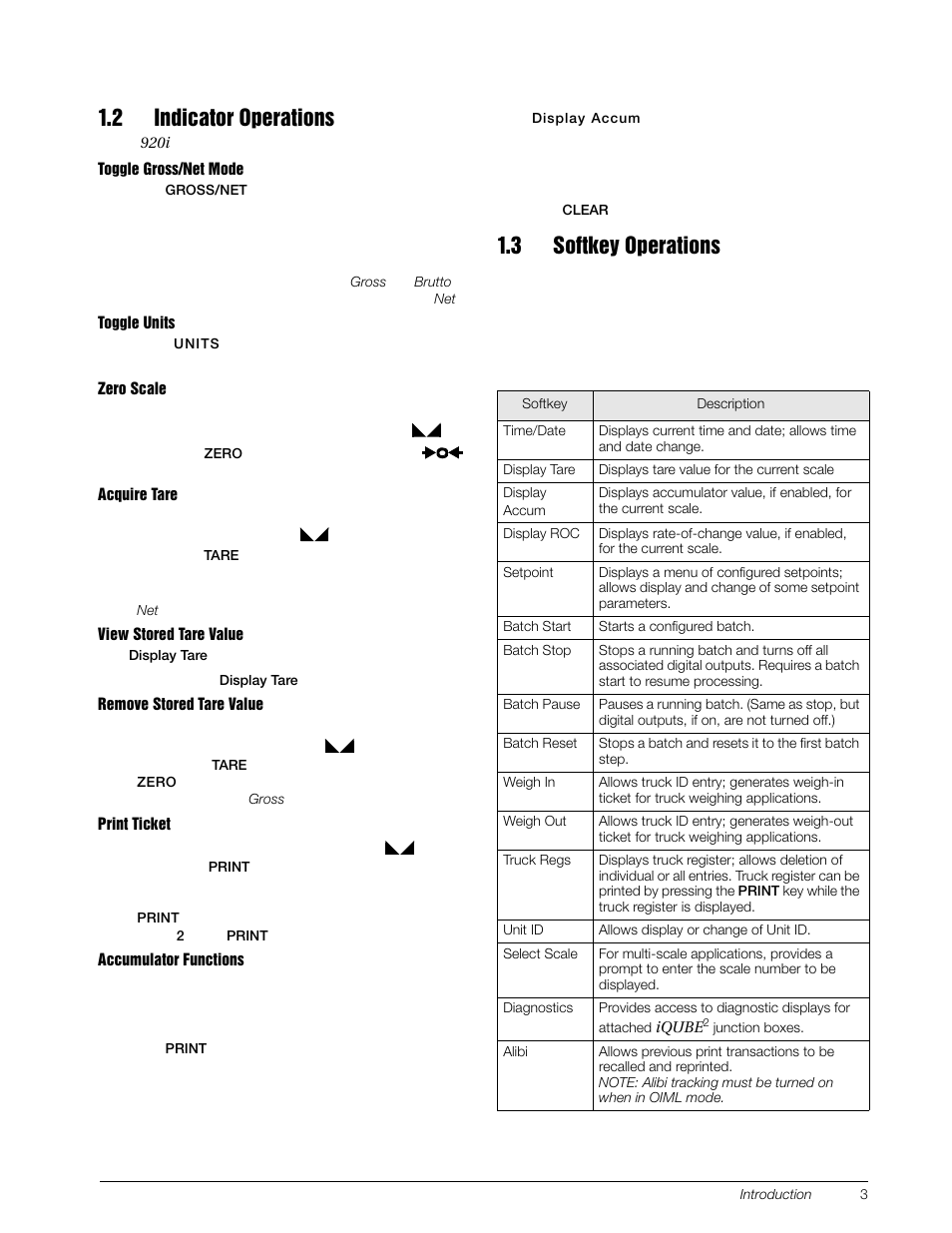 2 indicator operations, 3 softkey operations, 2 indicator operations 1.3 softkey operations | Rice Lake 920i Installation Manual V4.01 User Manual | Page 9 / 136