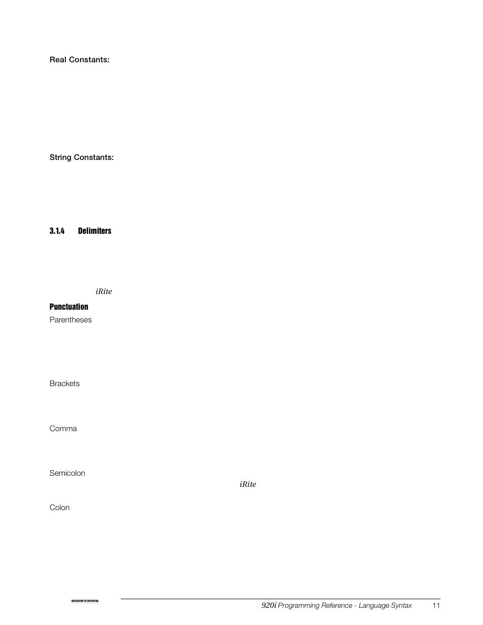 4 delimiters, Delimiters | Rice Lake iRite IDE User Manual | Page 15 / 108
