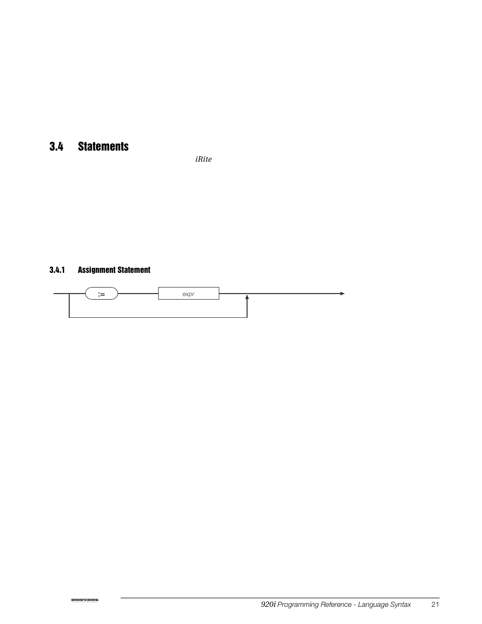 4 statements, 1 assignment statement, Assignment statement | Rice Lake iRite IDE User Manual | Page 25 / 108