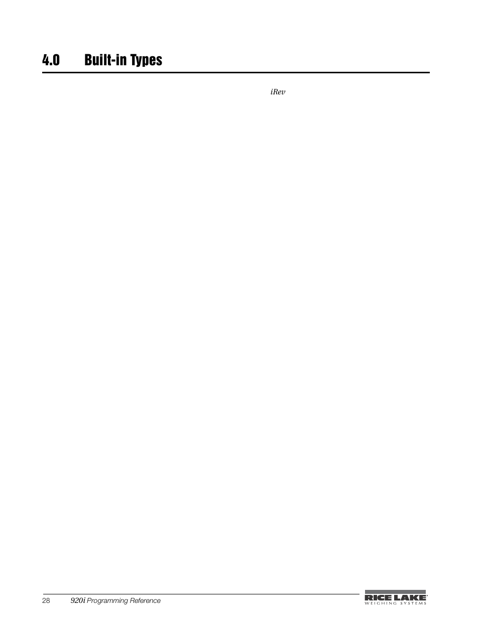 0 built-in types, Built-in types | Rice Lake iRite IDE User Manual | Page 32 / 108