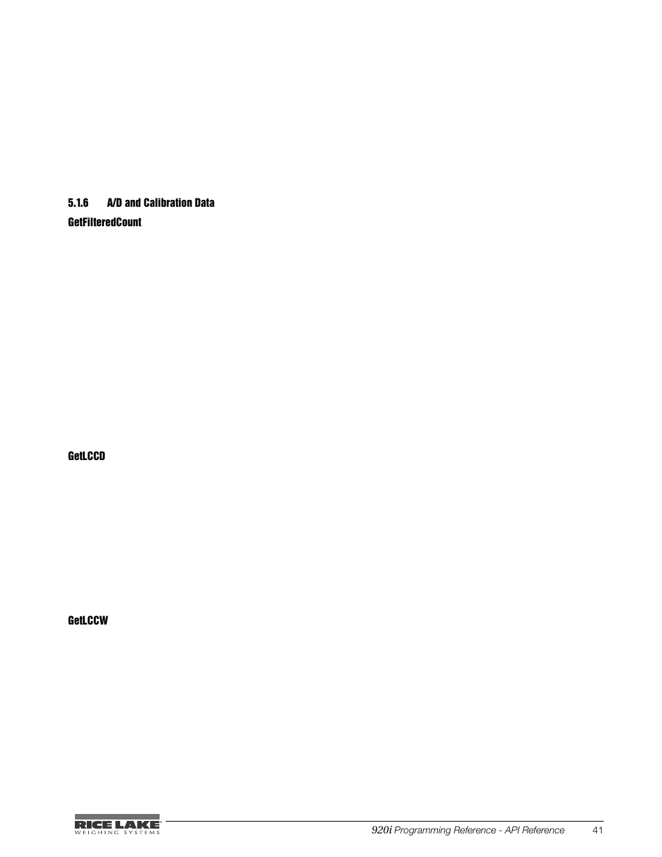 6 a/d and calibration data, A/d and calibration data | Rice Lake iRite IDE User Manual | Page 45 / 108