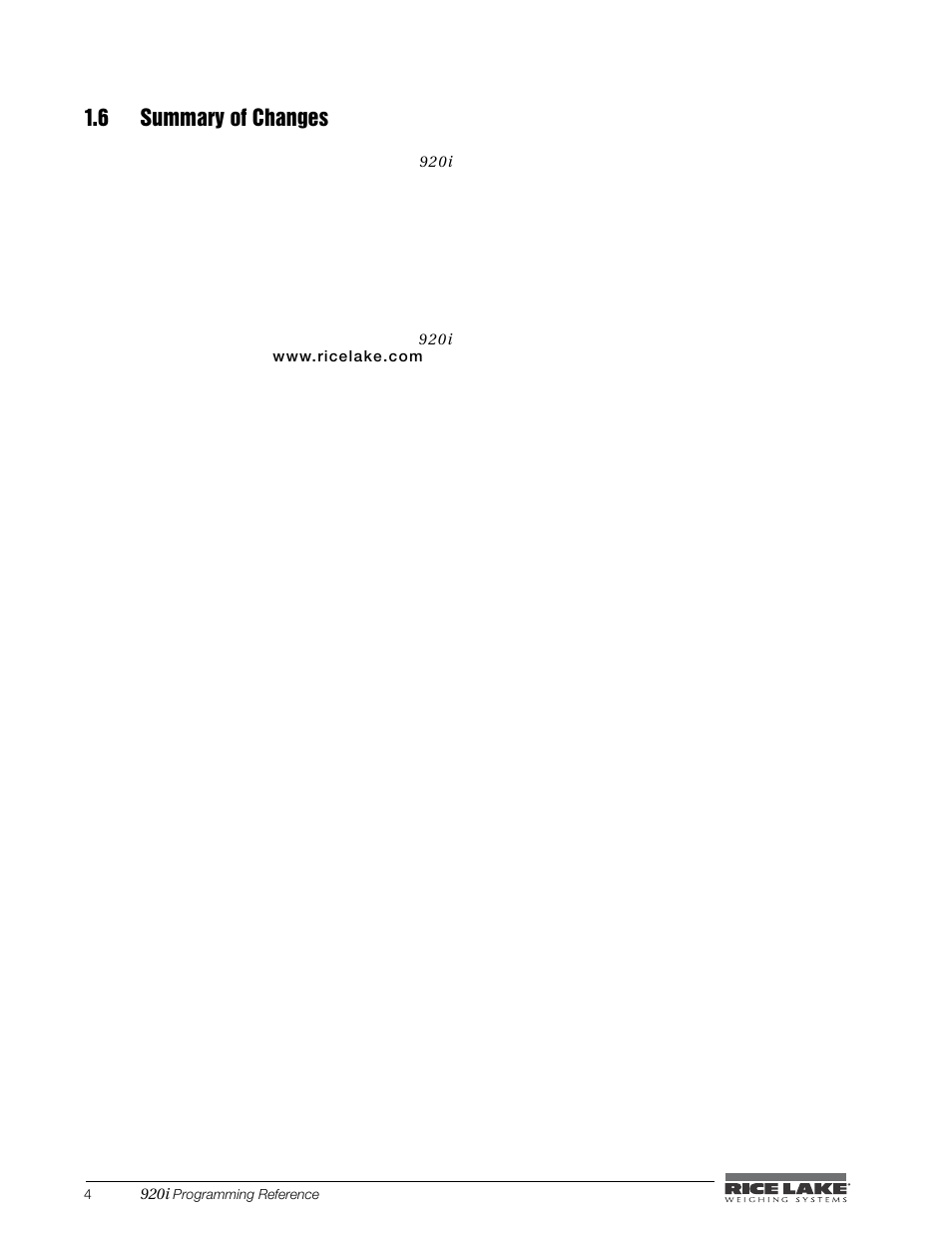 6 summary of changes | Rice Lake iRite IDE User Manual | Page 8 / 108