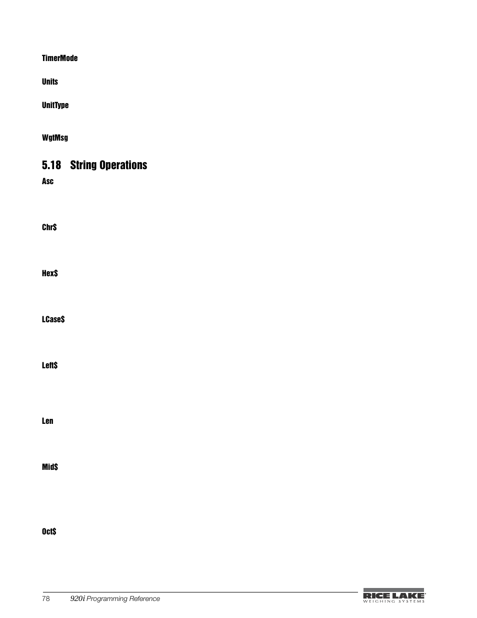 18 string operations | Rice Lake iRite IDE User Manual | Page 82 / 108