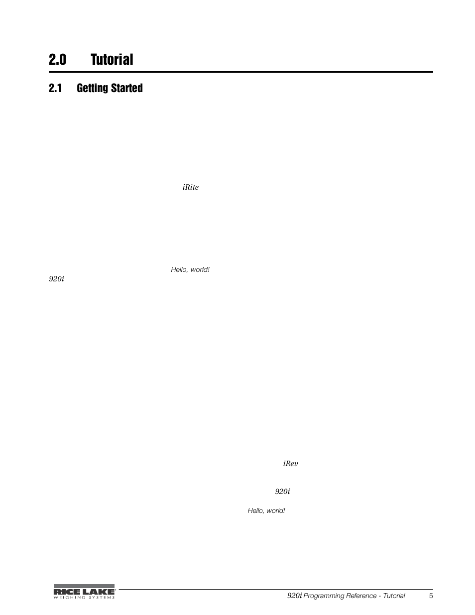 0 tutorial, 1 getting started, Tutorial | Rice Lake iRite IDE User Manual | Page 9 / 108