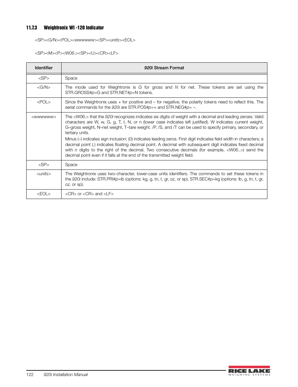 3 weightronix wi -120 indicator, Weightronix wi -120 indicator | Rice Lake 920i USB Installation Manual V5.05 User Manual | Page 128 / 142