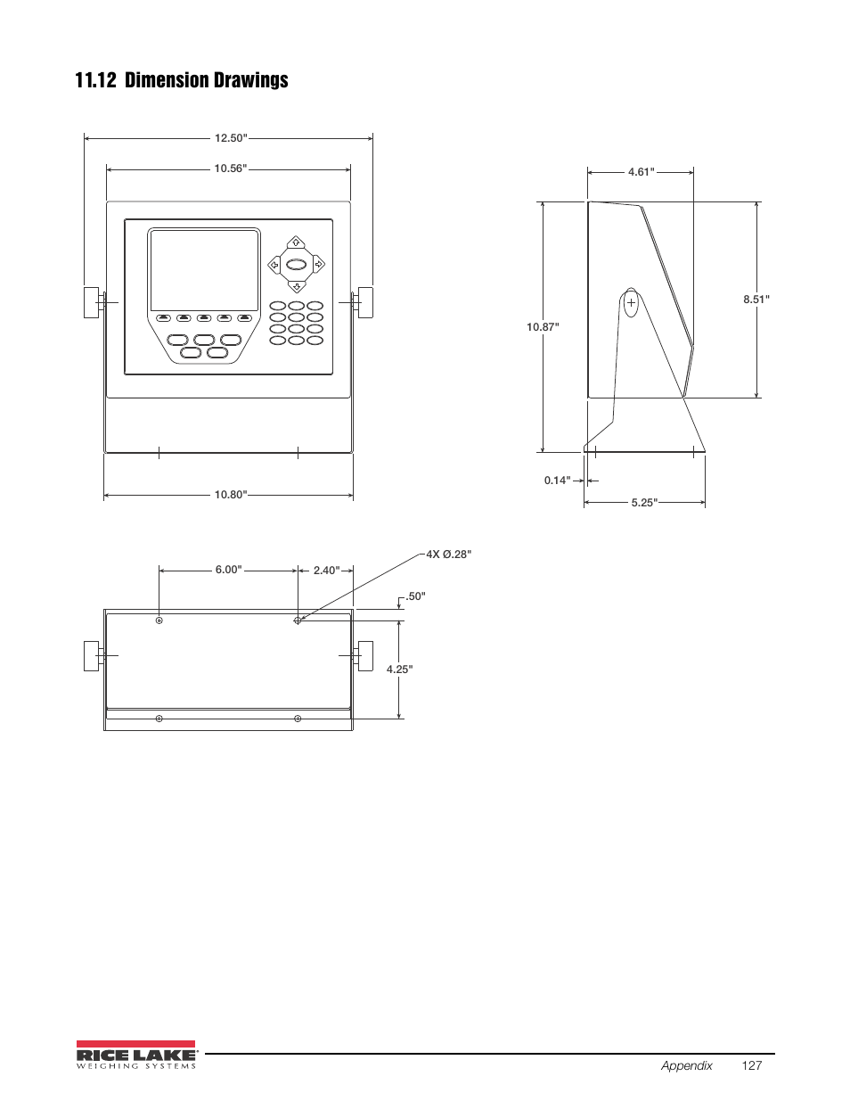 12 dimension drawings | Rice Lake 920i USB Installation Manual V5.05 User Manual | Page 133 / 142