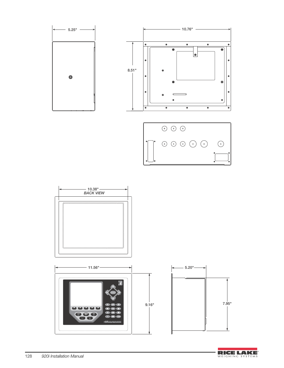 Figure 11-6. deep enclosure model dimensions, Figure 11-7. panel mount model dimensions | Rice Lake 920i USB Installation Manual V5.05 User Manual | Page 134 / 142