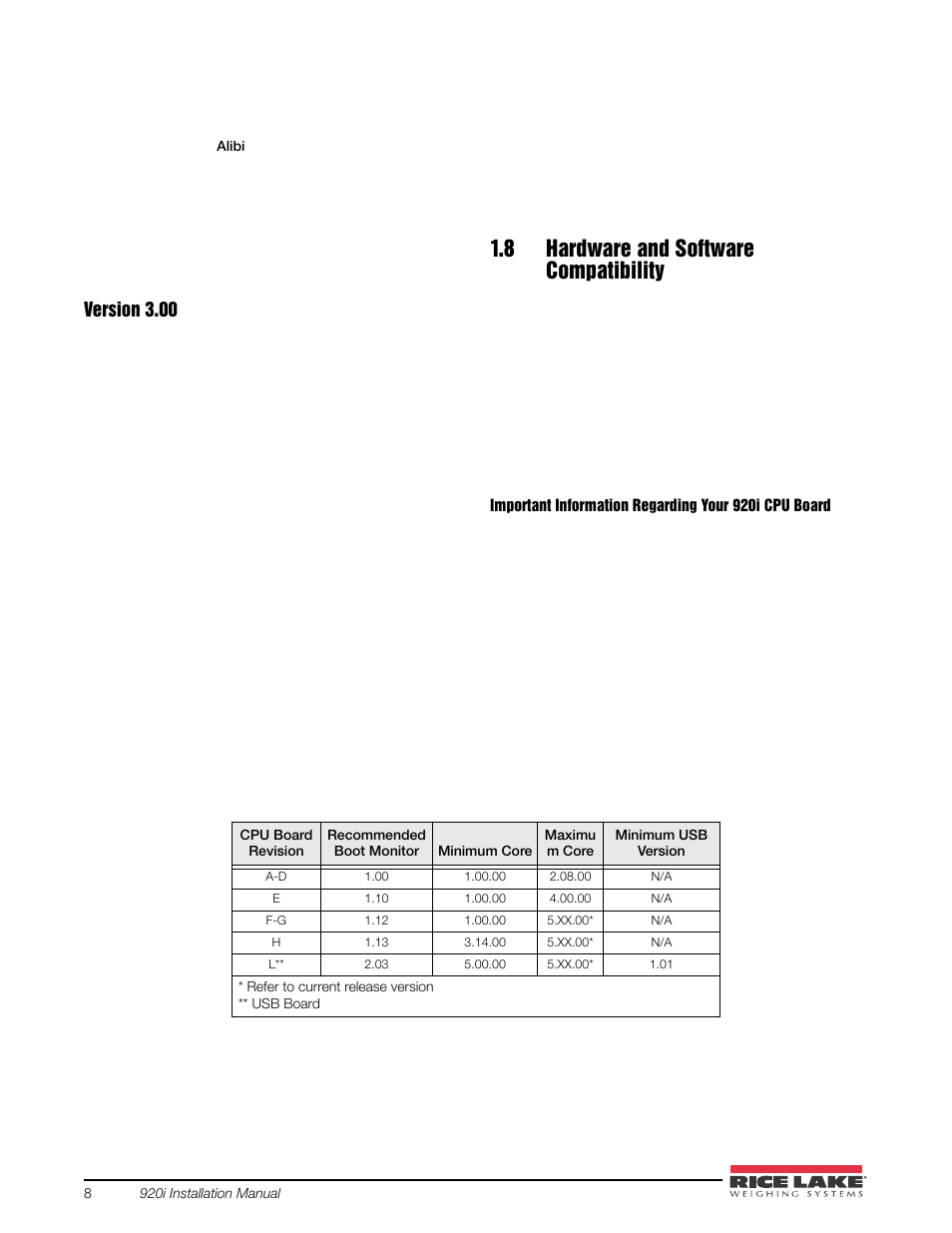 8 hardware and software compatibility | Rice Lake 920i USB Installation Manual V5.05 User Manual | Page 14 / 142