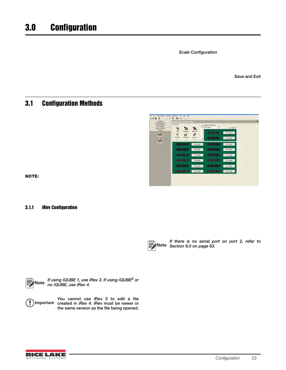 0 configuration, 1 configuration methods, 1 irev configuration | Configuration, Irev configuration | Rice Lake 920i USB Installation Manual V5.05 User Manual | Page 29 / 142