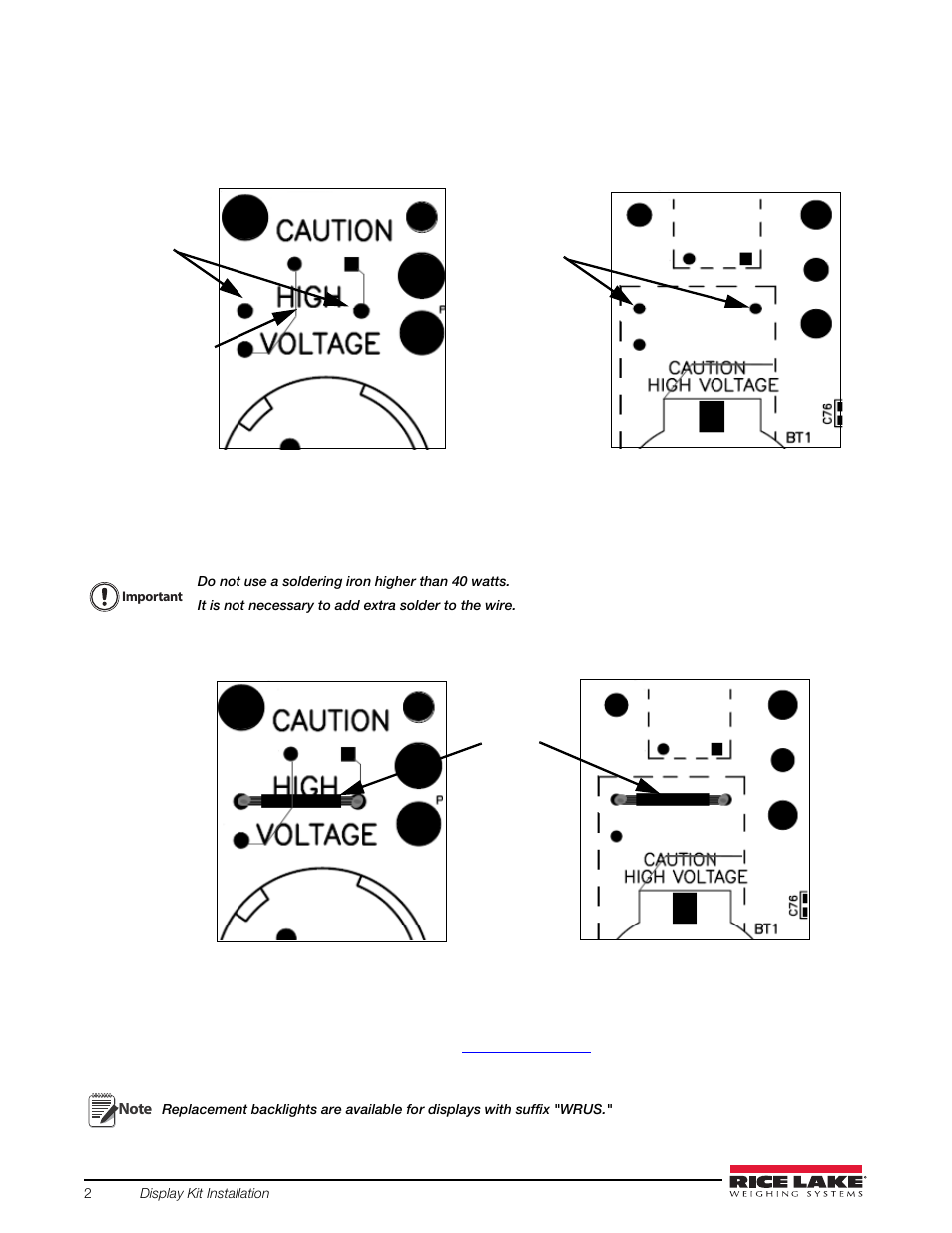 Rice Lake 920i Display Kit Installation Addendum User Manual | Page 2 / 2