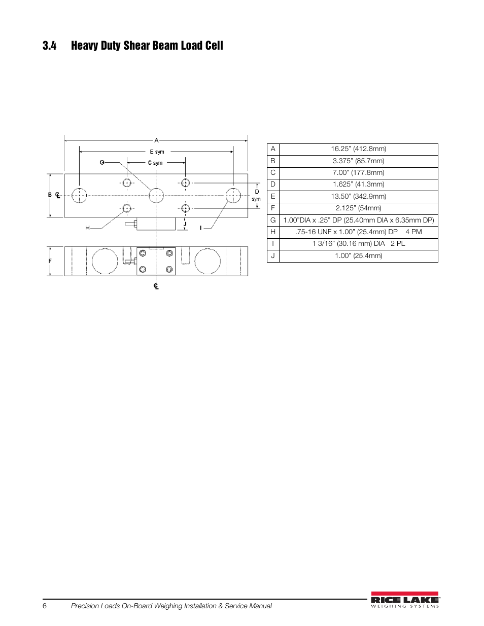 4 heavy duty shear beam load cell | Rice Lake Combination System - Precision Loads On-Board Weighing Systems User Manual | Page 10 / 80