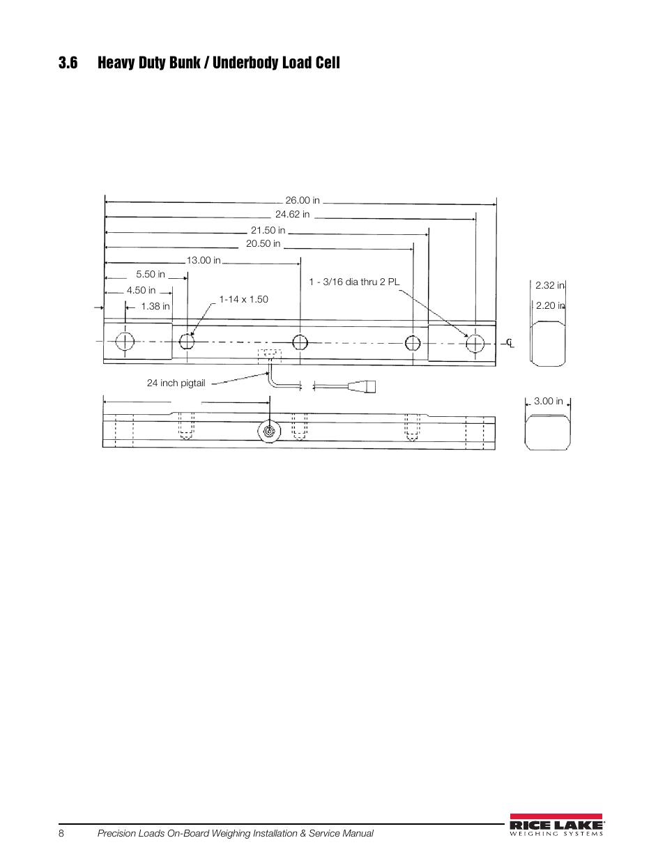 6 heavy duty bunk / underbody load cell | Rice Lake Combination System - Precision Loads On-Board Weighing Systems User Manual | Page 12 / 80