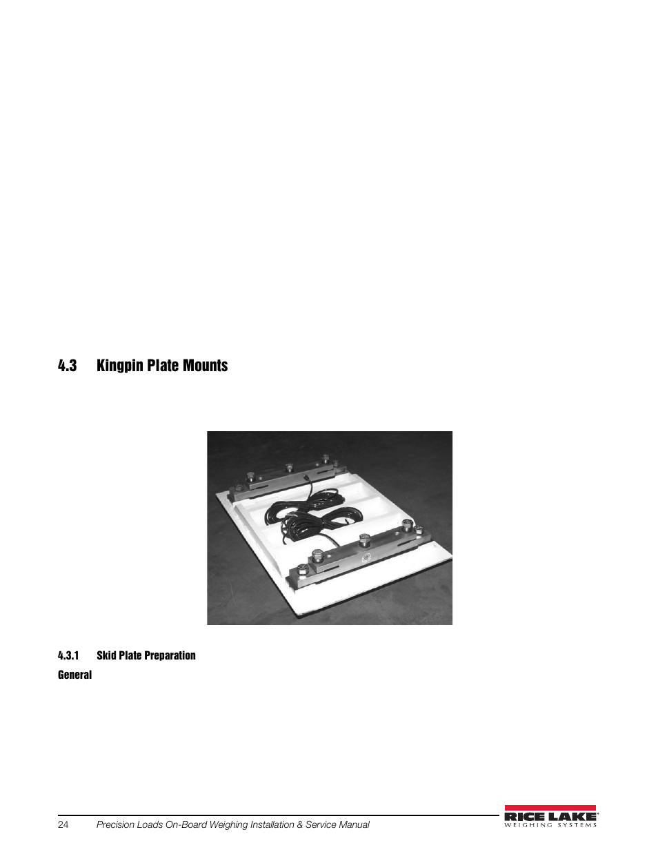 3 kingpin plate mounts, 1 skid plate preparation, Skid plate preparation | Rice Lake Combination System - Precision Loads On-Board Weighing Systems User Manual | Page 28 / 80