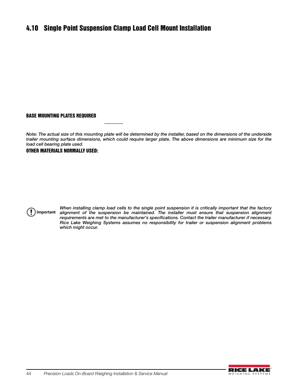 Rice Lake Combination System - Precision Loads On-Board Weighing Systems User Manual | Page 48 / 80