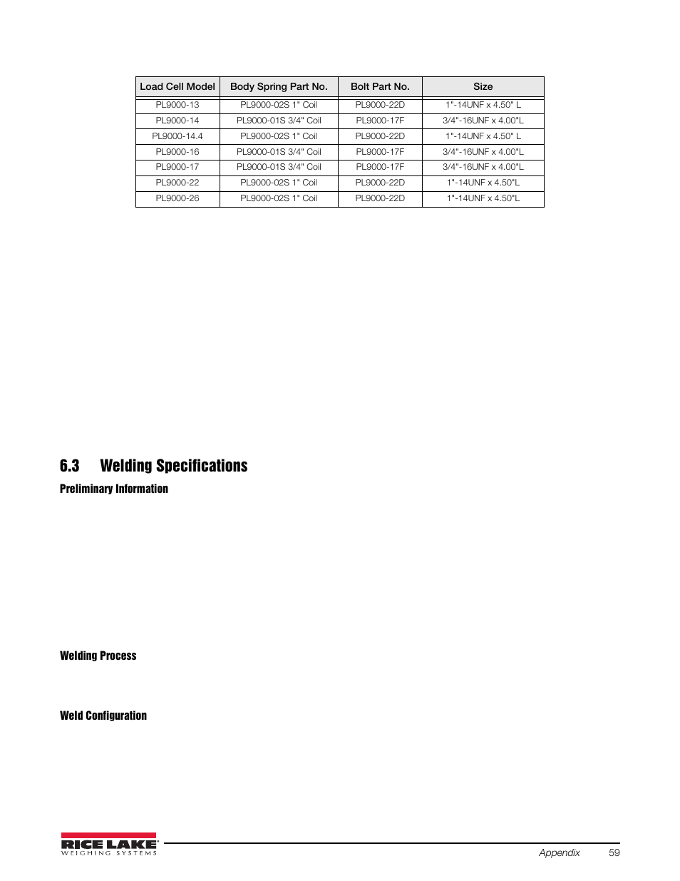 3 welding specifications | Rice Lake Combination System - Precision Loads On-Board Weighing Systems User Manual | Page 63 / 80