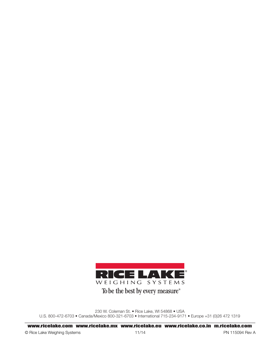 Rice Lake Combination System - Precision Loads On-Board Weighing Systems User Manual | Page 80 / 80