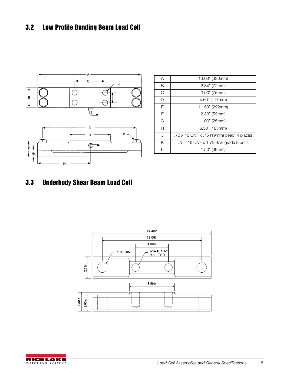 2 low profile bending beam load cell, 3 underbody shear beam load cell | Rice Lake Combination System - Precision Loads On-Board Weighing Systems User Manual | Page 9 / 80