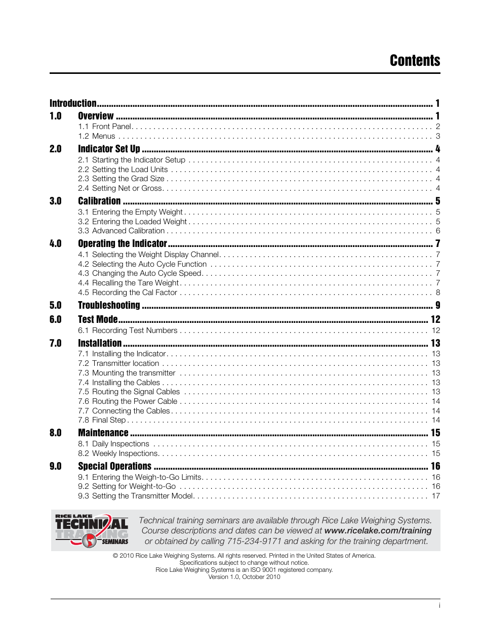 Rice Lake Combination System - Precision Loads PL9700 Indicator User Manual | Page 3 / 26