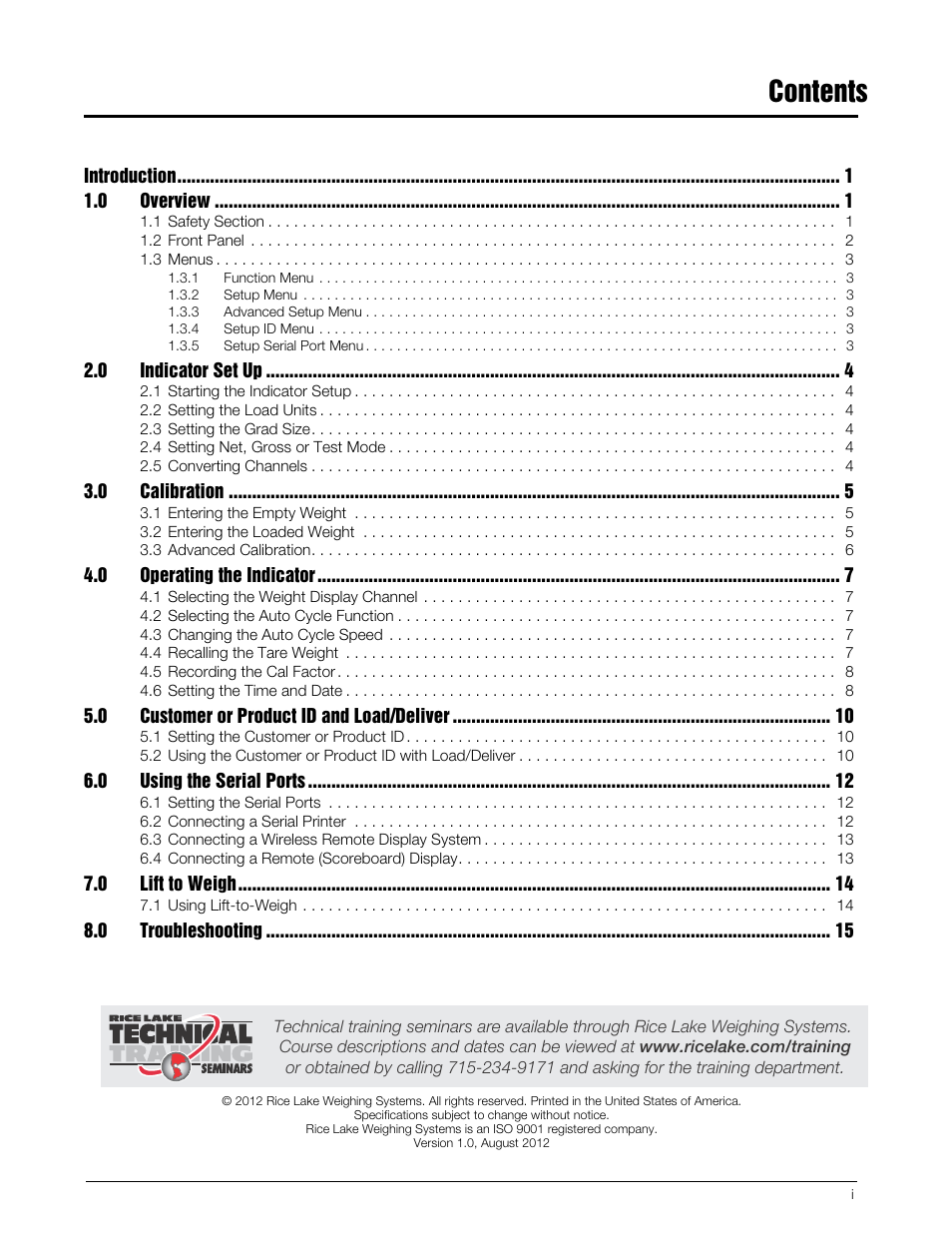 Rice Lake Combination System - Precision Loads PL9710 Indicator User Manual | Page 3 / 30