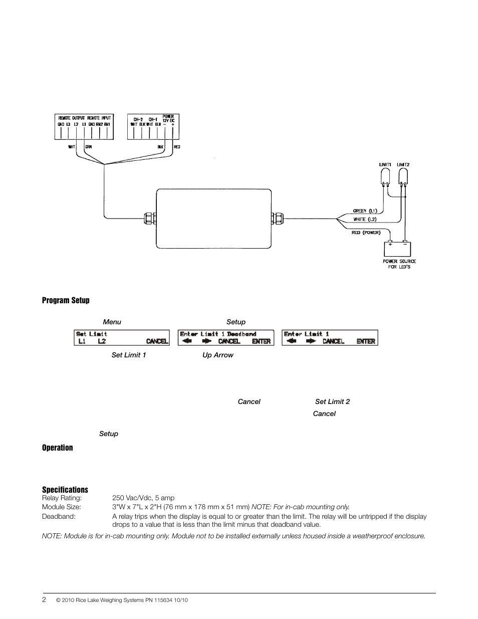 Rice Lake Combination System - Precision Loads PL9710 Indicators with PL9774 Limit Setpoint Option User Manual | Page 2 / 3