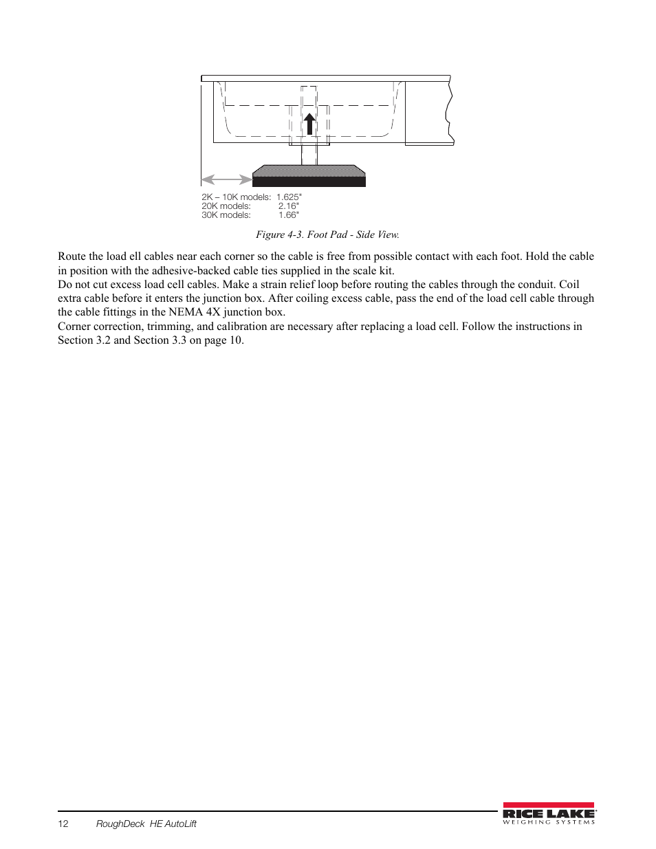 Figure 4-3. foot pad - side view, Dimension shown in figure 4-3 | Rice Lake AutoLift HE Low-Profile Lift User Manual | Page 16 / 22