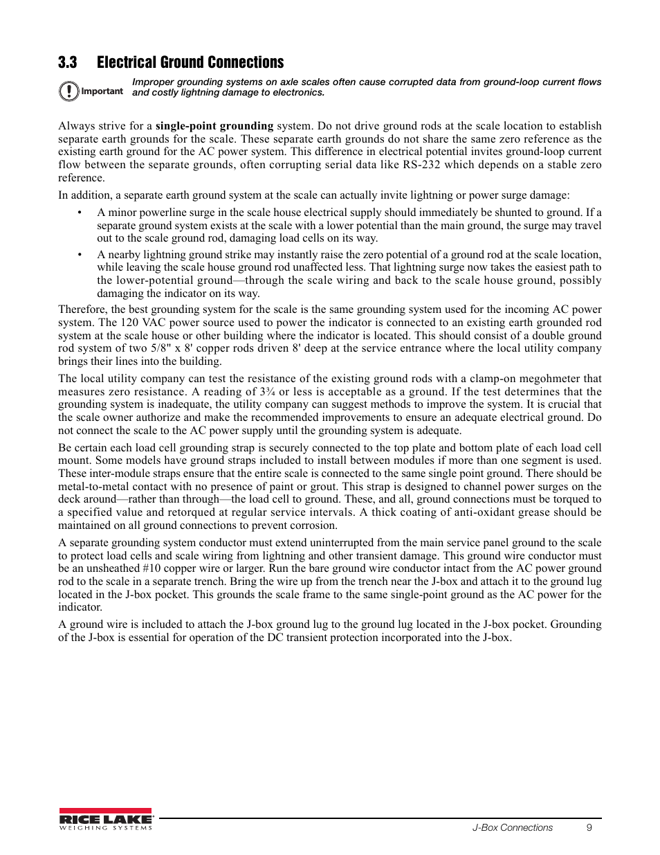 3 electrical ground connections | Rice Lake AX 3040 User Manual | Page 13 / 22