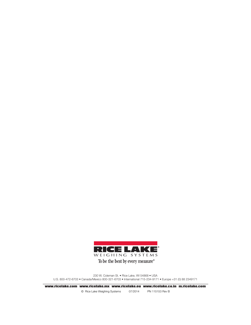 Rice lake weighing systems 07/2014 pn 115153 rev b | Rice Lake AX 3040 User Manual | Page 22 / 22