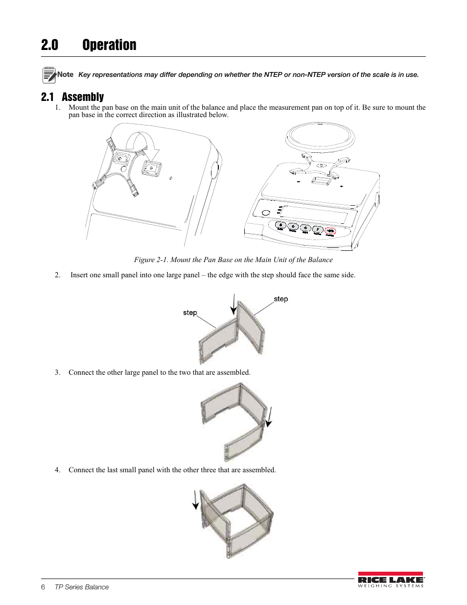 0 operation, 1 assembly | Rice Lake TP Series, Rice Lake Weighing Systems - Balance Manual User Manual | Page 10 / 36