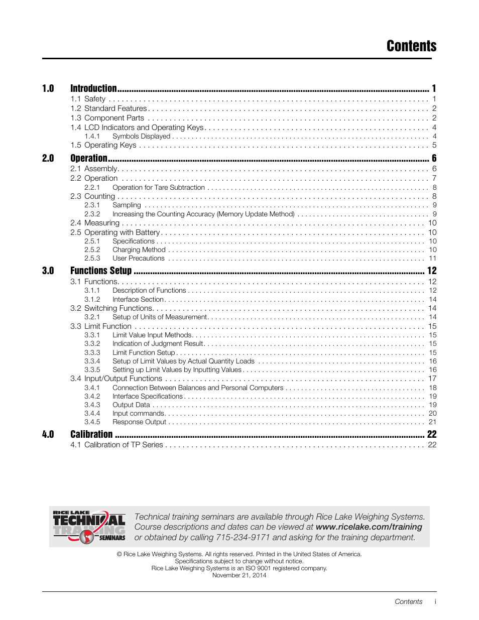 Rice Lake TP Series, Rice Lake Weighing Systems - Balance Manual User Manual | Page 3 / 36
