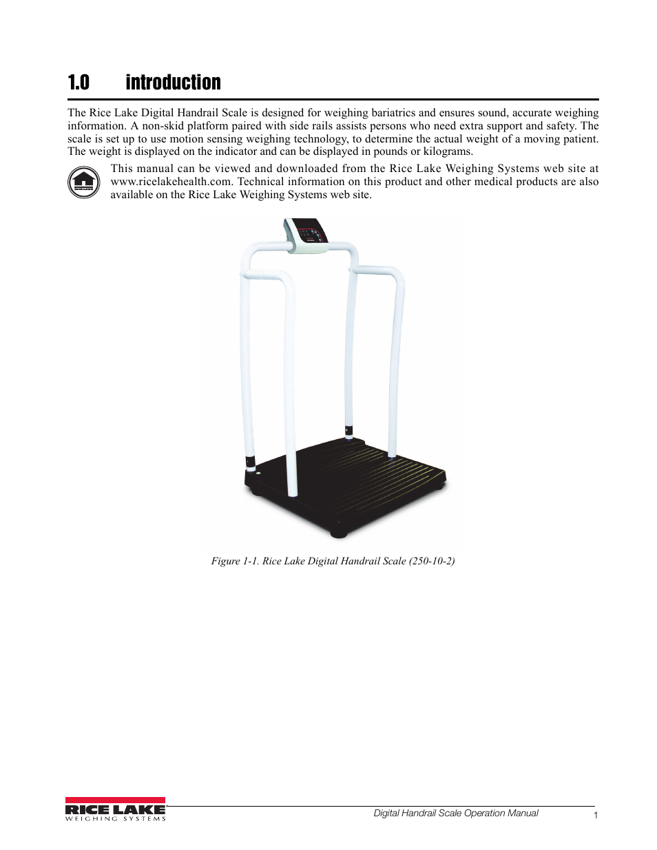 0 introduction | Rice Lake Bariatric Handrail (250-10-2) - Rice Lake Digital Handrail Scale Operation Instructions User Manual | Page 5 / 22