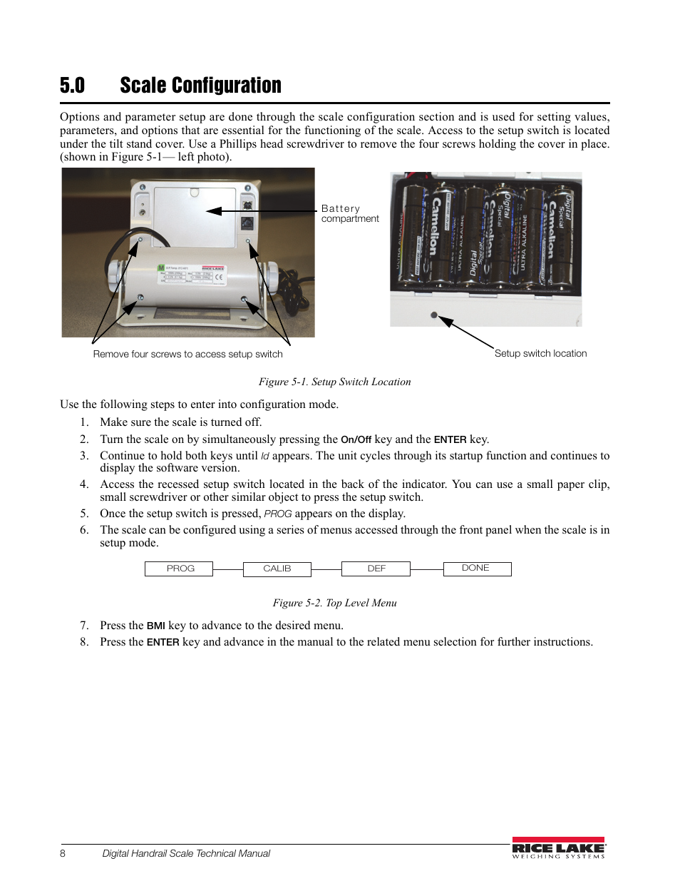 0 scale configuration | Rice Lake Bariatric Handrail (250-10-2) - Rice Lake Digital Handrail Scale Technical Instructions User Manual | Page 12 / 32