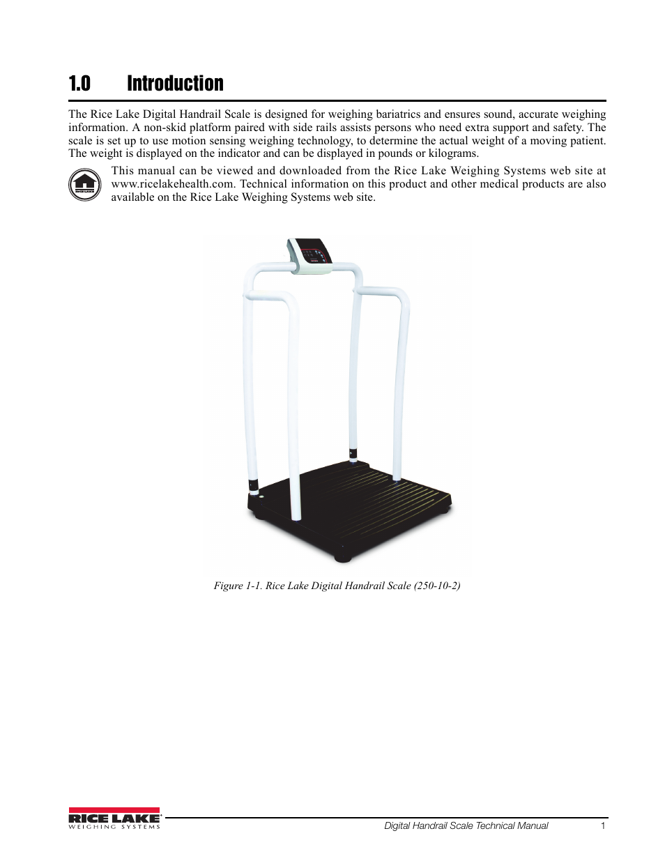 0 introduction | Rice Lake Bariatric Handrail (250-10-2) - Rice Lake Digital Handrail Scale Technical Instructions User Manual | Page 5 / 32