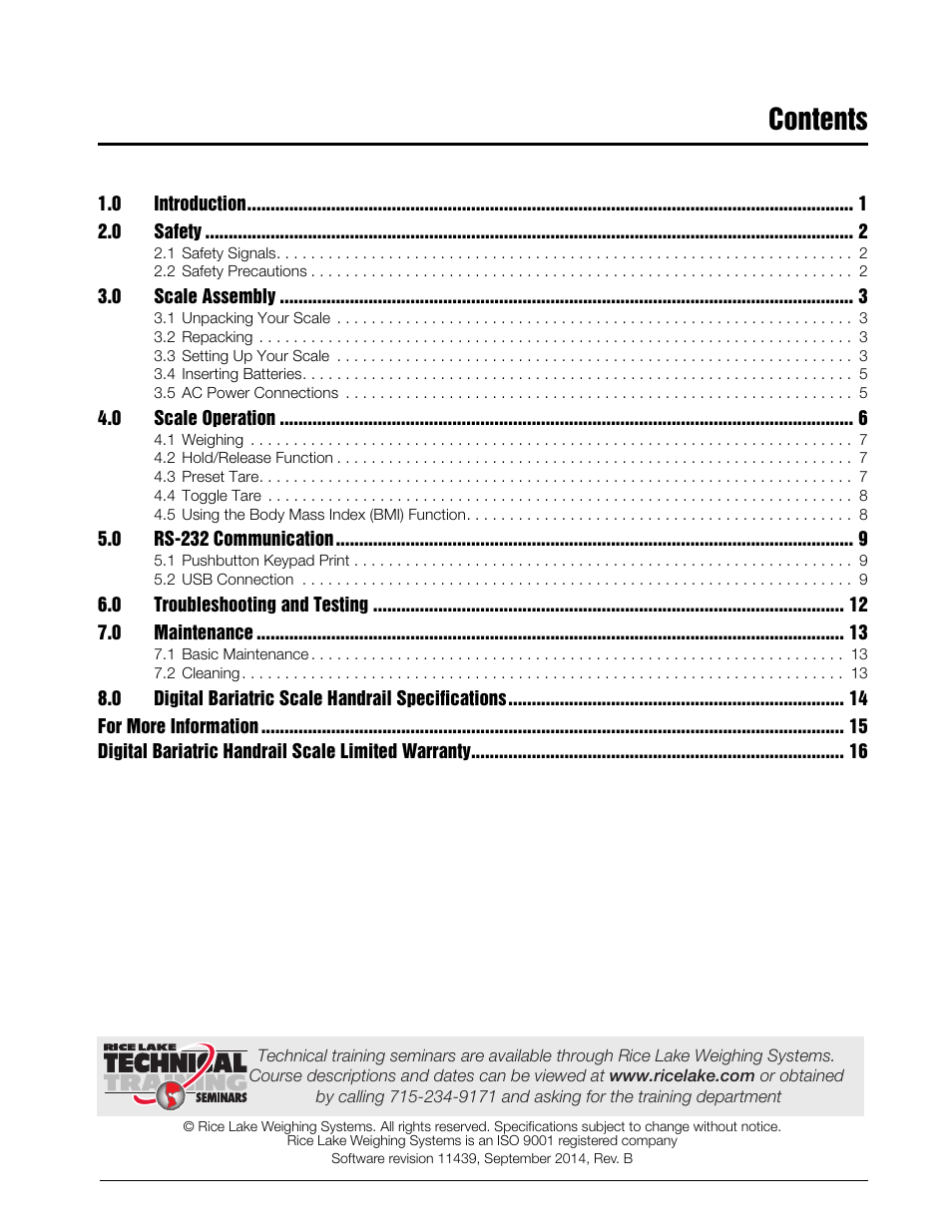 Rice Lake Bariatric Handrail with Chair Seat (250-10-4) - Operation Instructions User Manual | Page 3 / 22