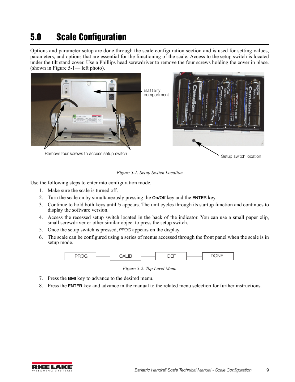 0 scale configuration | Rice Lake Bariatric Handrail with Chair Seat (250-10-4) - Technical Instructions User Manual | Page 13 / 32