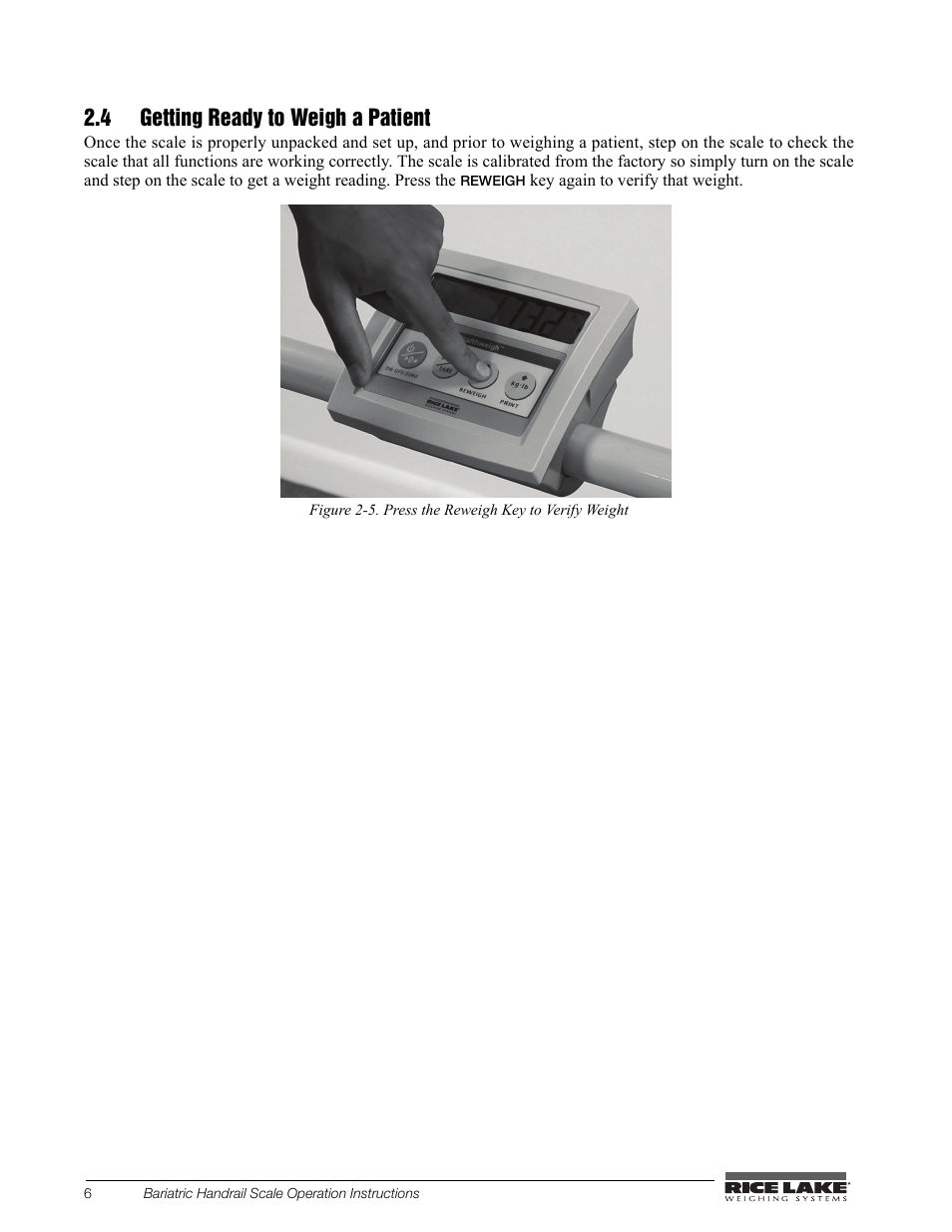 4 getting ready to weigh a patient | Rice Lake Bariatric/Handrail with Chair Seat (240-10-1) User Manual | Page 10 / 20