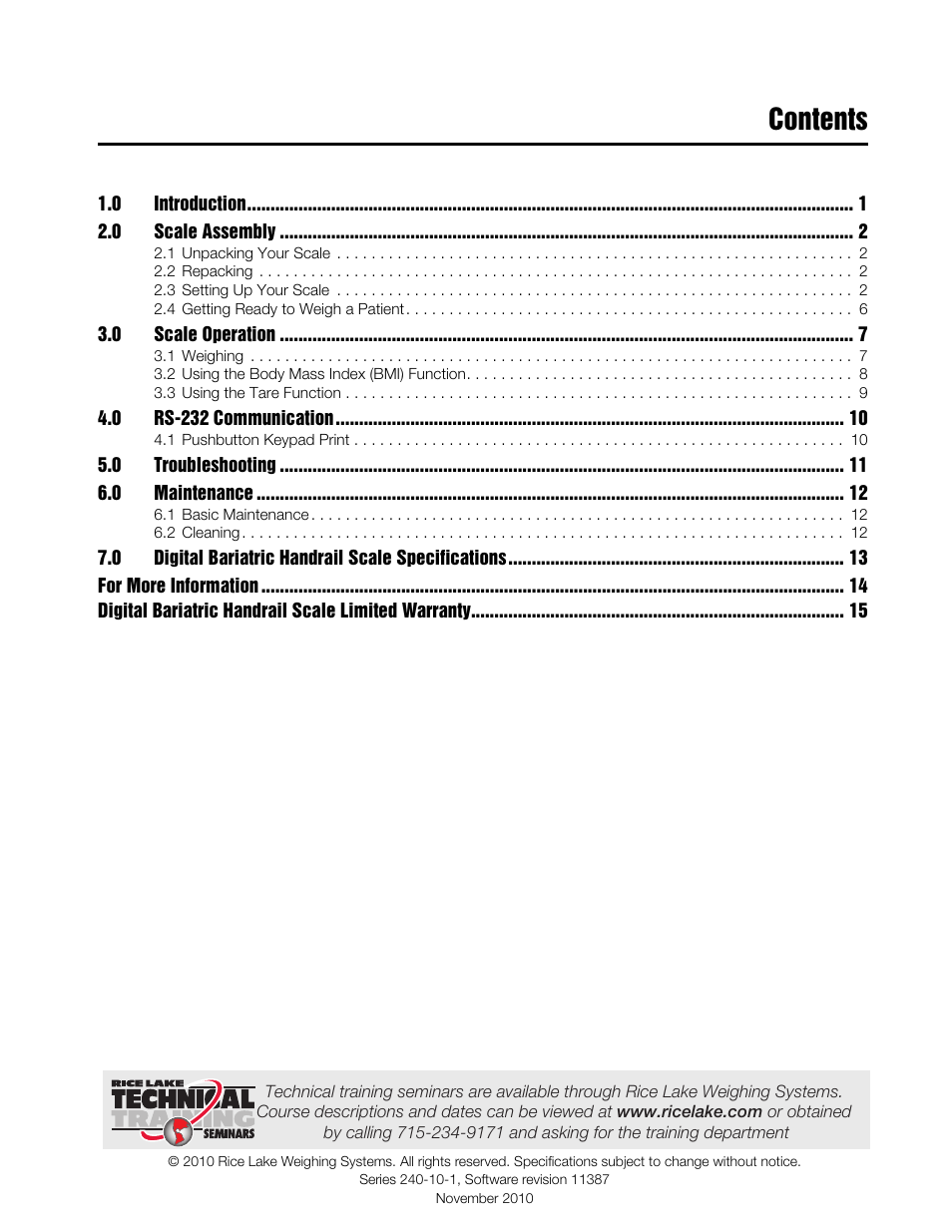 Rice Lake Bariatric/Handrail with Chair Seat (240-10-1) User Manual | Page 3 / 20