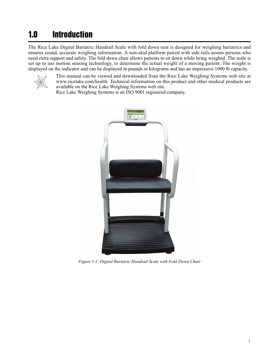 0 introduction | Rice Lake Bariatric/Handrail with Chair Seat (240-10-1) User Manual | Page 5 / 20