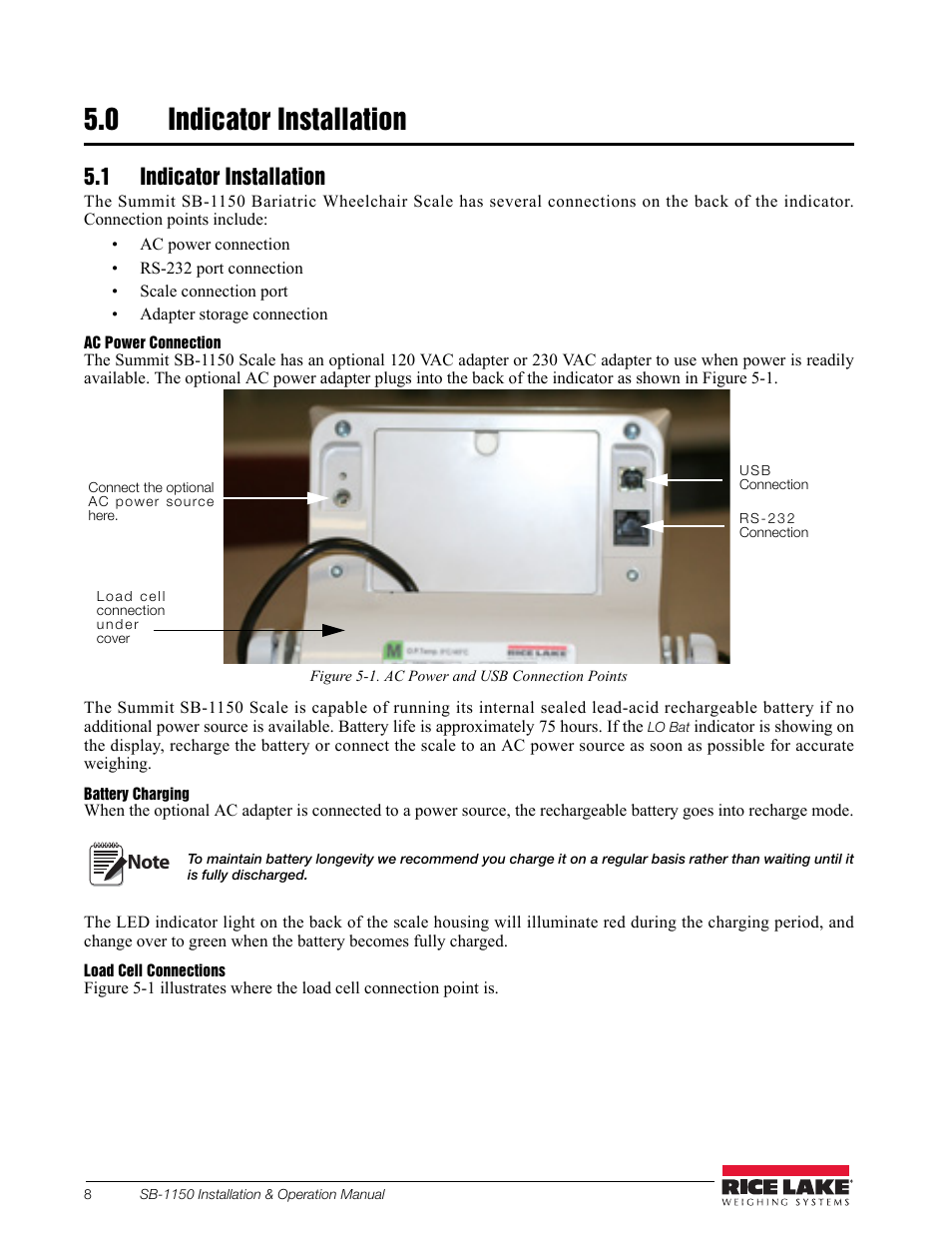 0 indicator installation, 1 indicator installation | Rice Lake Bariatric Wheelchair Scale (SB-1150) User Manual | Page 12 / 38