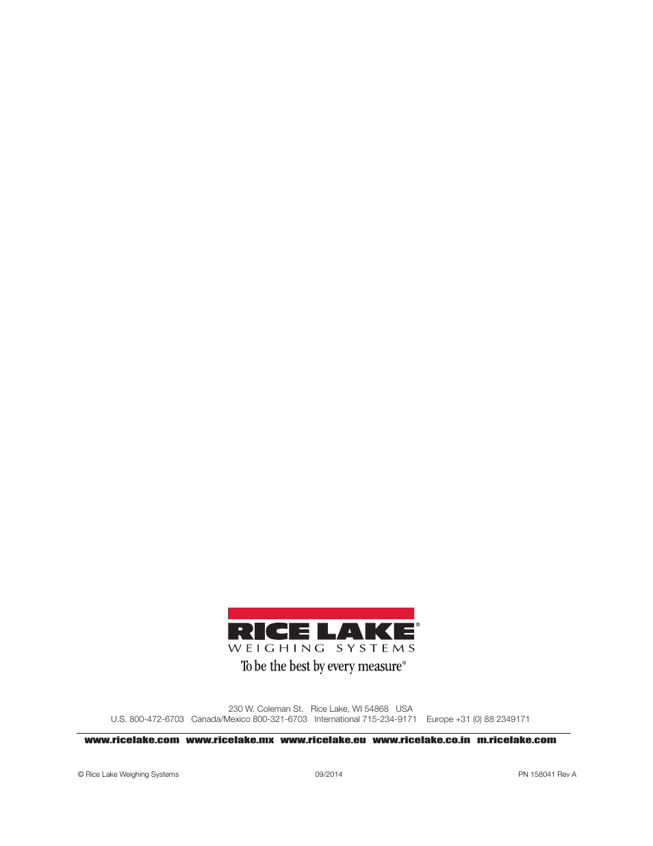 Rice Lake Bariatric Wheelchair Scale (SB-1150) User Manual | Page 38 / 38