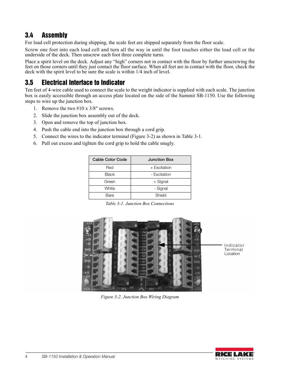 4 assembly, 5 electrical interface to indicator | Rice Lake Bariatric Wheelchair Scale (SB-1150) User Manual | Page 8 / 38