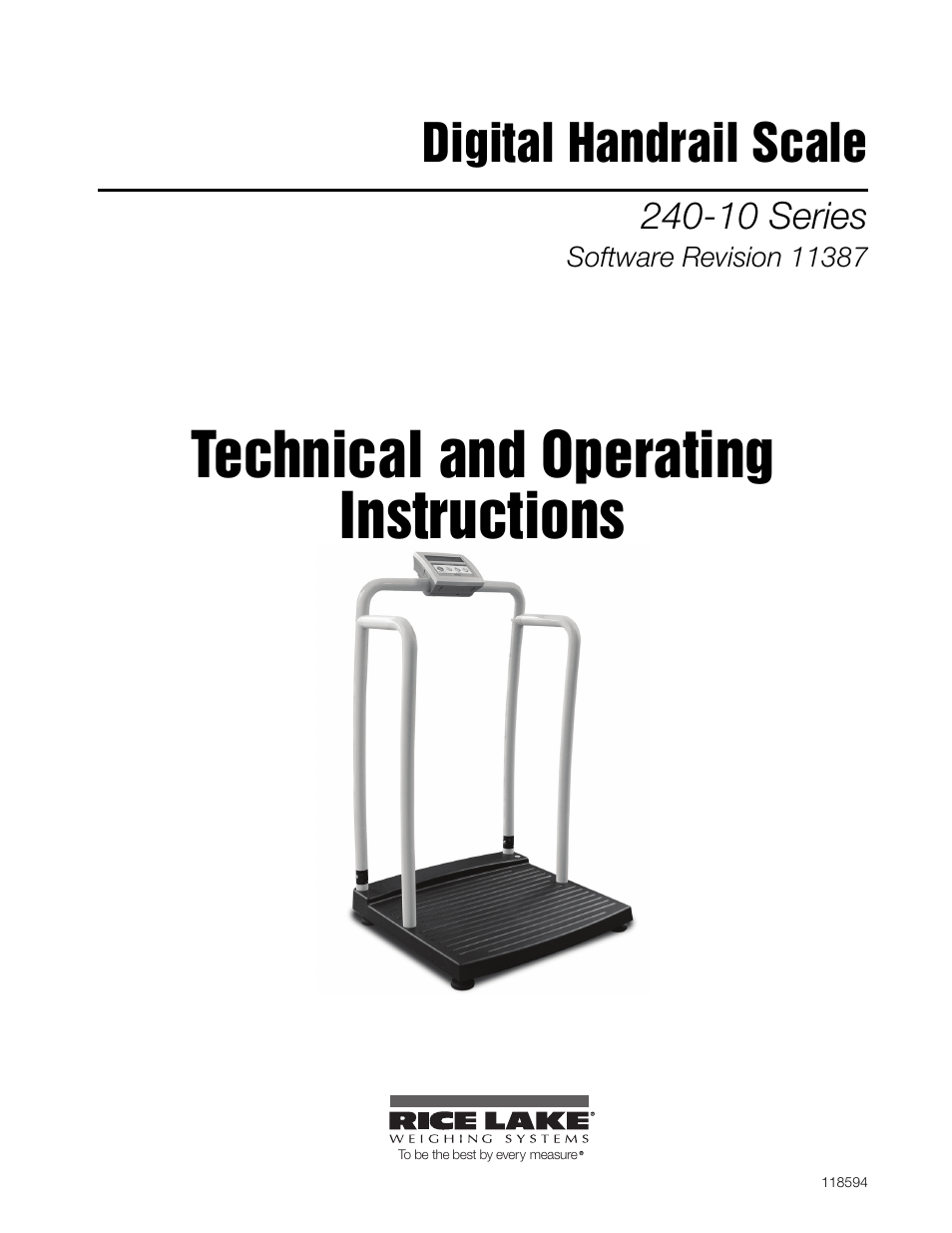 Rice Lake Bariatric/Handrail Scale (240-10) User Manual | 32 pages