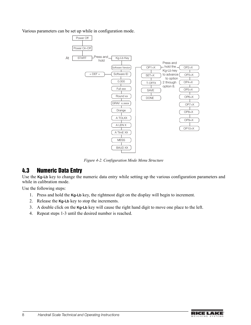 3 numeric data entry, Use the | Rice Lake Bariatric/Handrail Scale (240-10) User Manual | Page 12 / 32