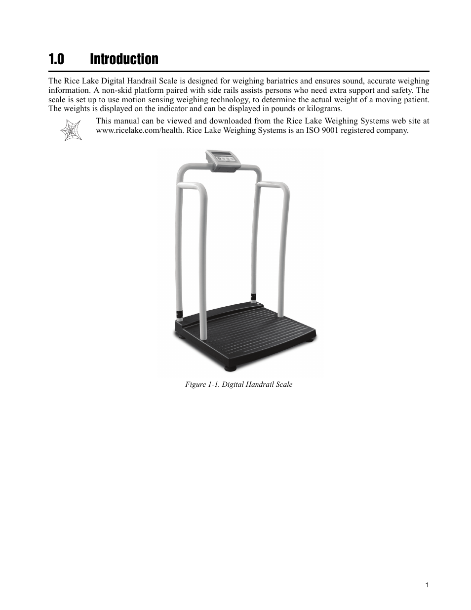 0 introduction | Rice Lake Bariatric/Handrail Scale (240-10) User Manual | Page 5 / 32