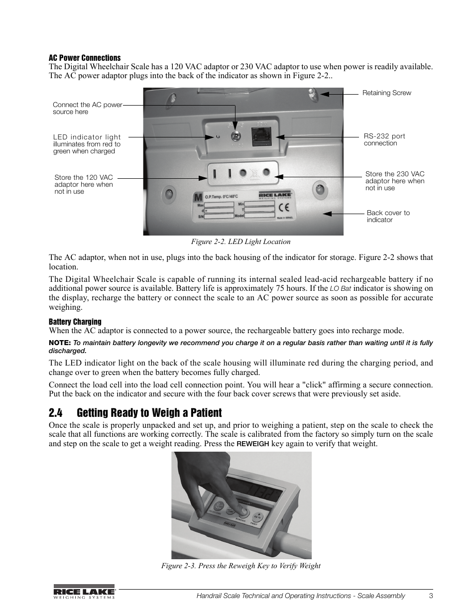 4 getting ready to weigh a patient | Rice Lake Bariatric/Handrail Scale (240-10) User Manual | Page 7 / 32